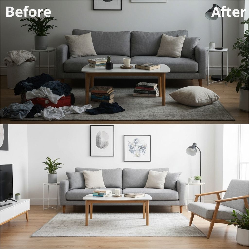 아파트 거실 청소 전후